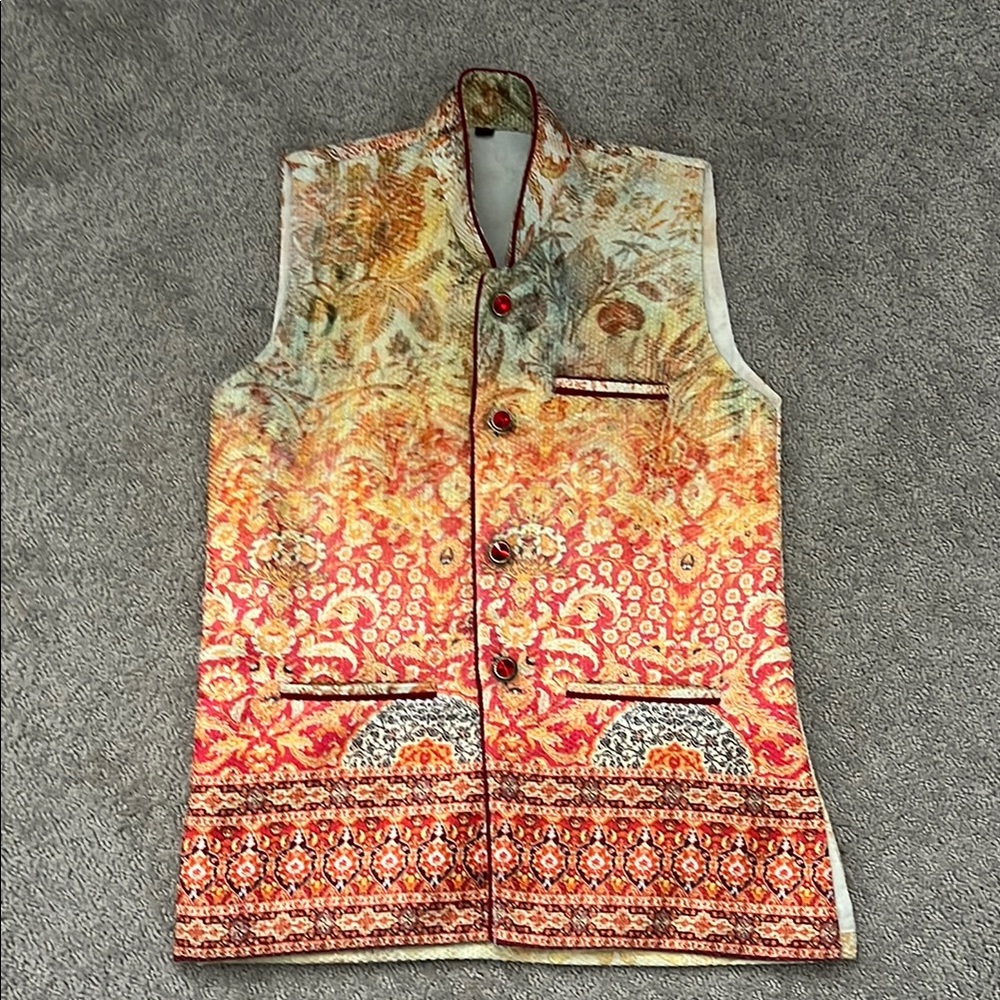 Multicolor Sleeveless Vest with Intricate Patterns
